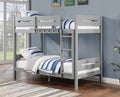 Acme BD01913 Taylor & Olive edah gray finish wood twin over twin bunk bed with coat rack hooks