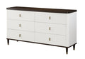 Acme BD02030 Carena white and brown two tone finish wood 6 drawer dresser with jewelry tray