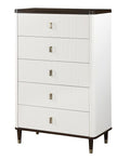 Acme BD02031 Carena white and brown two tone finish wood 5 drawer tall chest