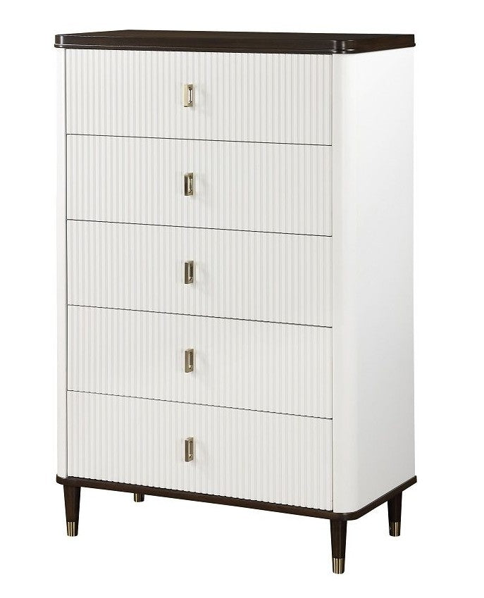 Acme BD02031 Carena white and brown two tone finish wood 5 drawer tall chest
