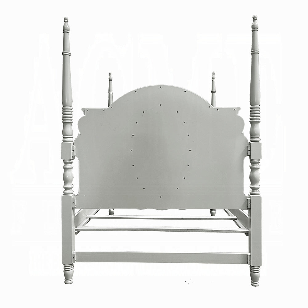 Acme BD02204T  Flora grey finish wood floral motif design 4 poster twin four poster bed