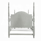 Acme BD02204T  Flora grey finish wood floral motif design 4 poster twin four poster bed