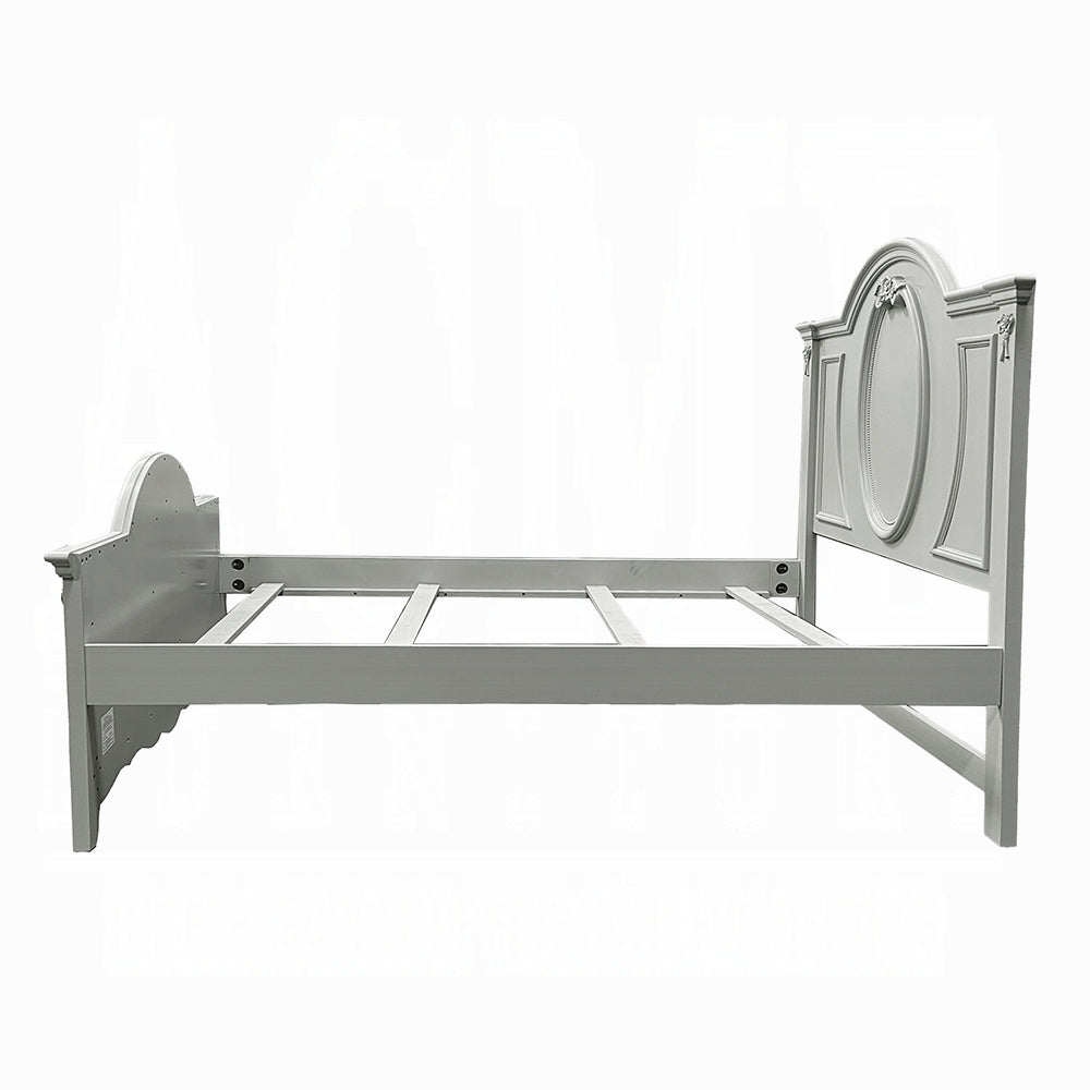 Acme BD02210T  Flora grey finish wood floral motif design oval paneled twin bed