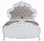 Acme BD02254Q-4PC 4 pc Latisha traditional carved white finish wood fabric tufted queen bed set
