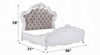Acme BD02254Q-4PC 4 pc Latisha traditional carved white finish wood fabric tufted queen bed set