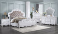 Acme BD02254Q-4PC 4 pc Latisha traditional carved white finish wood fabric tufted queen bed set
