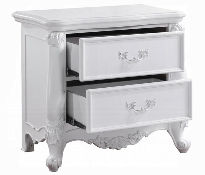 Acme BD02254Q-4PC 4 pc Latisha traditional carved white finish wood fabric tufted queen bed set