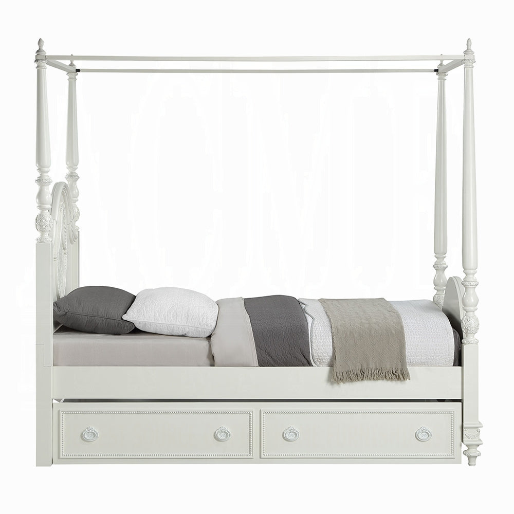 Acme BD02261T-4PC 4 pc Dorothy ivory finish wood twin size canopy bed set