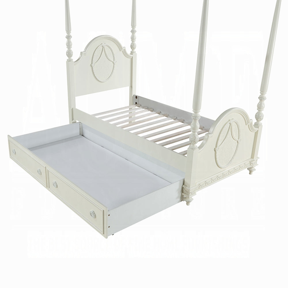 Acme BD02261T-4PC 4 pc Dorothy ivory finish wood twin size canopy bed set