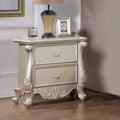 Acme BD02290 Bently champagne silver finish wood ornately carved bed side nightstand