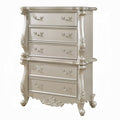 Acme BD02293 Bently champagne silver finish wood ornately carved 5 drawer tall chest