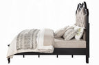 Acme BD02296Q-4PC 4 pc chelmsford antique black finish wood beige fabric tufted queen bedroom set