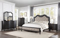 Acme BD02296Q-4PC 4 pc chelmsford antique black finish wood beige fabric tufted queen bedroom set