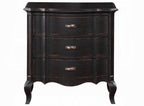 Acme BD02296Q-4PC 4 pc chelmsford antique black finish wood beige fabric tufted queen bedroom set