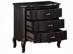 Acme BD02296Q-4PC 4 pc chelmsford antique black finish wood beige fabric tufted queen bedroom set