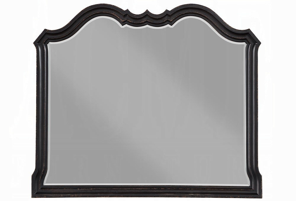 Acme BD02296Q-4PC 4 pc chelmsford antique black finish wood beige fabric tufted queen bedroom set