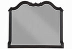 Acme BD02296Q-4PC 4 pc chelmsford antique black finish wood beige fabric tufted queen bedroom set