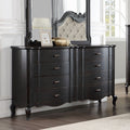 Acme BD02299 Chelmsford antique black finish wood 8 drawer dresser curved fronts