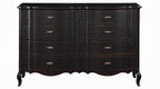 Acme BD02296Q-4PC 4 pc chelmsford antique black finish wood beige fabric tufted queen bedroom set
