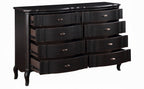 Acme BD02296Q-4PC 4 pc chelmsford antique black finish wood beige fabric tufted queen bedroom set