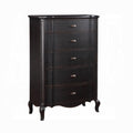 Acme BD02300 Chelmsford antique black finish wood 5 drawer tall chest curved fronts