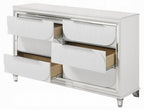Acme BD02317Q-4PC 4 pc Tarian pearl white finish wood white boucle fabric LED queen bedroom set