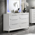 Acme BD02320 Tarian pearl white finish wood mirror finish trim acrylic leg 6 drawer dresser