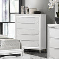 Acme BD02321 Tarian pearl white finish wood mirror finish trim acrylic leg 5 drawer tall chest