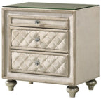 Acme BD02335Q-4PC 4 pc Lucienne beige velvet tufted ornate queen bedroom set fabric tufted upholstered