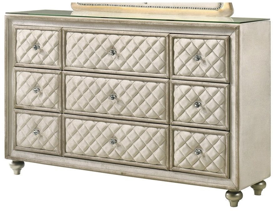 Acme BD02335Q-4PC 4 pc Lucienne beige velvet tufted ornate queen bedroom set fabric tufted upholstered