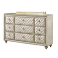Acme BD02338  Lucienne beige velvet tufted ornate fabric upholstered 9 drawer dresser