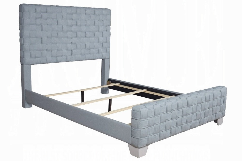 Acme BD02353Q-4PC 4 pc Saree light teal chenille fabric white finish wood queen bedroom set