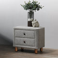 Acme BD02473 Cleo grey boucle fabric padded 2 drawer nightstand