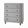 Acme BD02474 Cleo grey boucle fabric padded 4 drawer tall chest
