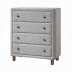 Acme BD02474 Cleo grey boucle fabric padded 4 drawer tall chest