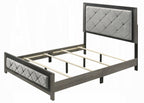 BD02722Q-4PC 4 pc Jehoram grey finish wood grey linen padded headboard queen bedroom set