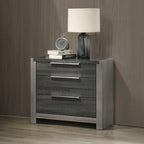 BD02722Q-4PC 4 pc Jehoram grey finish wood grey linen padded headboard queen bedroom set