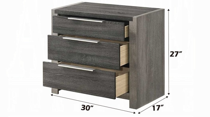 BD02722Q-4PC 4 pc Jehoram grey finish wood grey linen padded headboard queen bedroom set