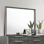 BD02722Q-4PC 4 pc Jehoram grey finish wood grey linen padded headboard queen bedroom set