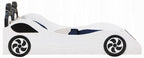 BD02821T Colen white finish wood twin size race car bed with led lights and padded headboard
