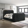 Acme BD03122Q Kana black velvet upholstered fabric tufted queen bed set LED , Fireplace and TV Lift