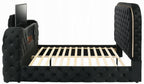Acme BD03122Q Kana black velvet upholstered fabric tufted queen bed set LED , Fireplace and TV Lift