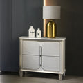 BD03793  Laveda pearl white finish wood textured front panel acrylic legs bed side nightstand
