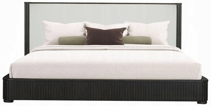 Acme BD04092-4PC Clayten espresso finish wood ribbed design mid-century modern queen bedroom set