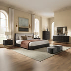 Acme BD04092-4PC Clayten espresso finish wood ribbed design mid-century modern queen bedroom set