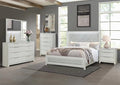 Acme BD04352-4PC Jehoram weathgered white oak finish wood beige linen upholstered headboard modern queen bedroom set