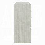 Acme BD04352-4PC Jehoram weathgered white oak finish wood beige linen upholstered headboard modern queen bedroom set