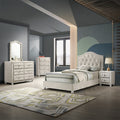 Acme BD04501T-4PC 4 pc Reggie beige velvet fabric upholstered crystal button tufted twin bed set