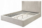 Acme BD04572 Loren beige fabric pleated padded queen bed set
