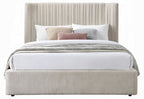 Acme BD04572 Loren beige fabric pleated padded queen bed set